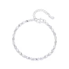 Модные 925 стерлингового серебра браслет женские звенья элегантные Стиль простого покроя для девочек Подвески риса цепь браслет свадебные украшения подарки