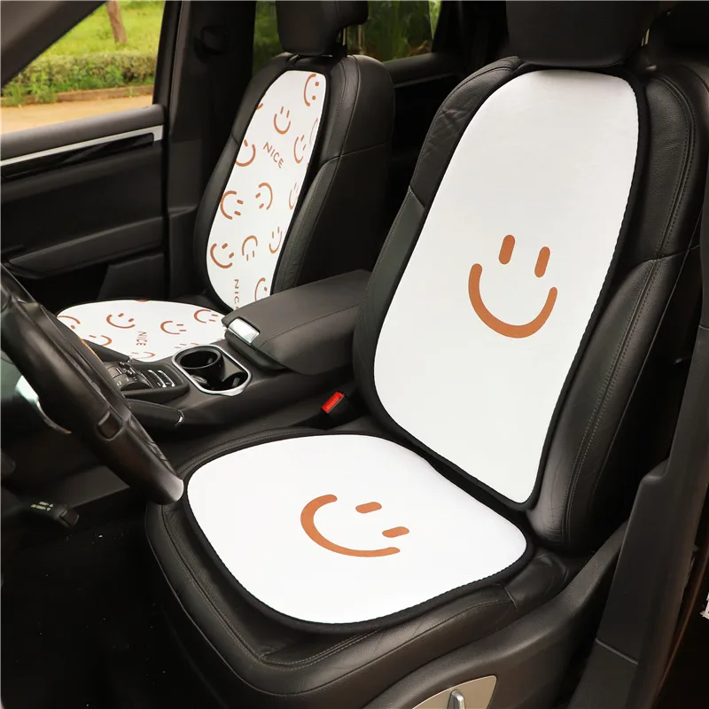 

Smiley Face Car Seat Cushion Winter Plush Warm Soft Comfortable Car Seat Cover Fashion Car Monolithic Cushion Car Accessories