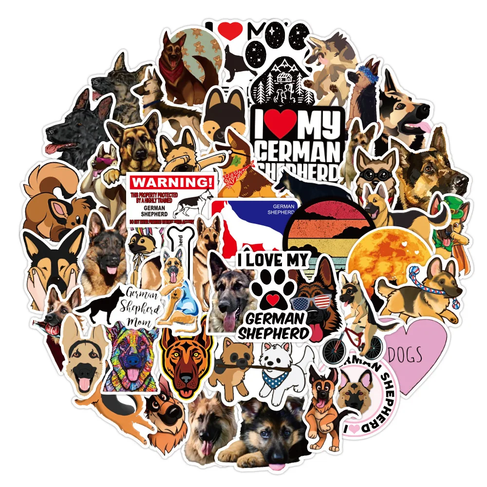 

10/30/50PCS German Shepherd Stickers Waterproof Graffiti Animal Cartoon Decals for Laptop Water Bottle Diary Fridge Kid Toys