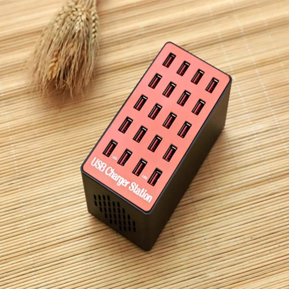

Smart Charger 20 USB Ports 20A Desktop Charger Station with US Plug (Red)