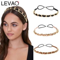 levao women girls summer cortex hair bands chain headbands vintage elasticity turban bandage bandanas fashion hairbands