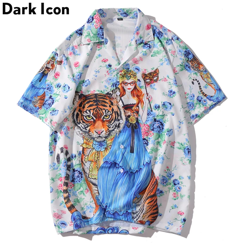 

Dark Icon Beauty And The Beast Printed Men's Shirt Short Sleeve 2020 Summer Beach Shirts for Men Vintage Street Shirt