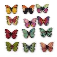 300pcs 2 holes mixed butterfly wooden buttons sewing scrapbooking diy clothing accessories two holes wood button vintage buttons
