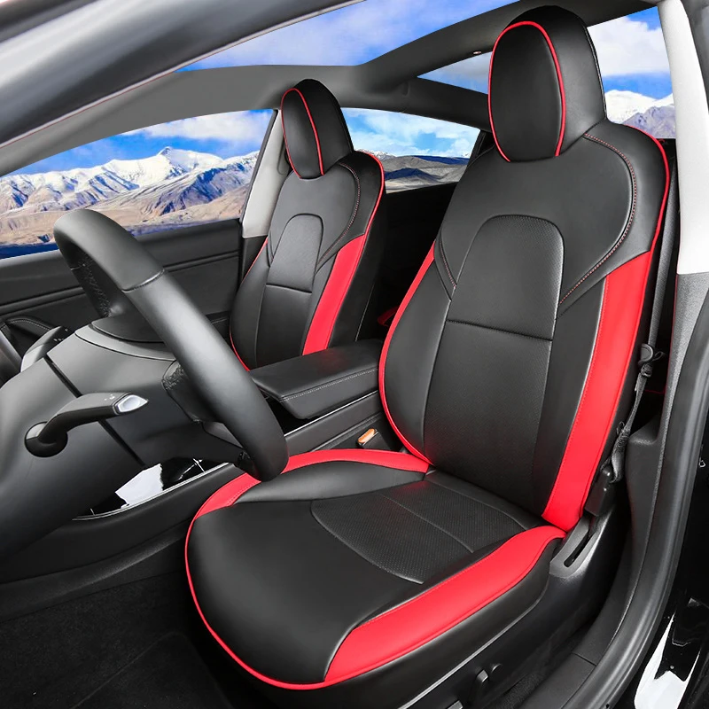 

5-Seat Faux Leather Car Seats Covers Set for Tesla Model 3 2017-2023 Model Y Full Surrounded Interior Protector Accessories