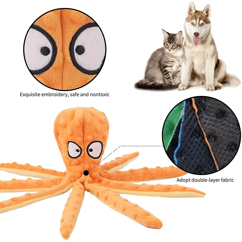 

Dog Squeaky Toys Octopus No Stuffing Crinkle Plush Dog Toys for Puppy Teething Durable Interactive Dog Chew Toys Reduce Boredom