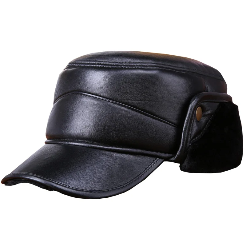 

Брендовая зимняя бейсбольная кепка для пожилых мужчин из мягкой овчины, Меховая кепка с козырьком для ушей в русском стиле, Мужская теплая К...