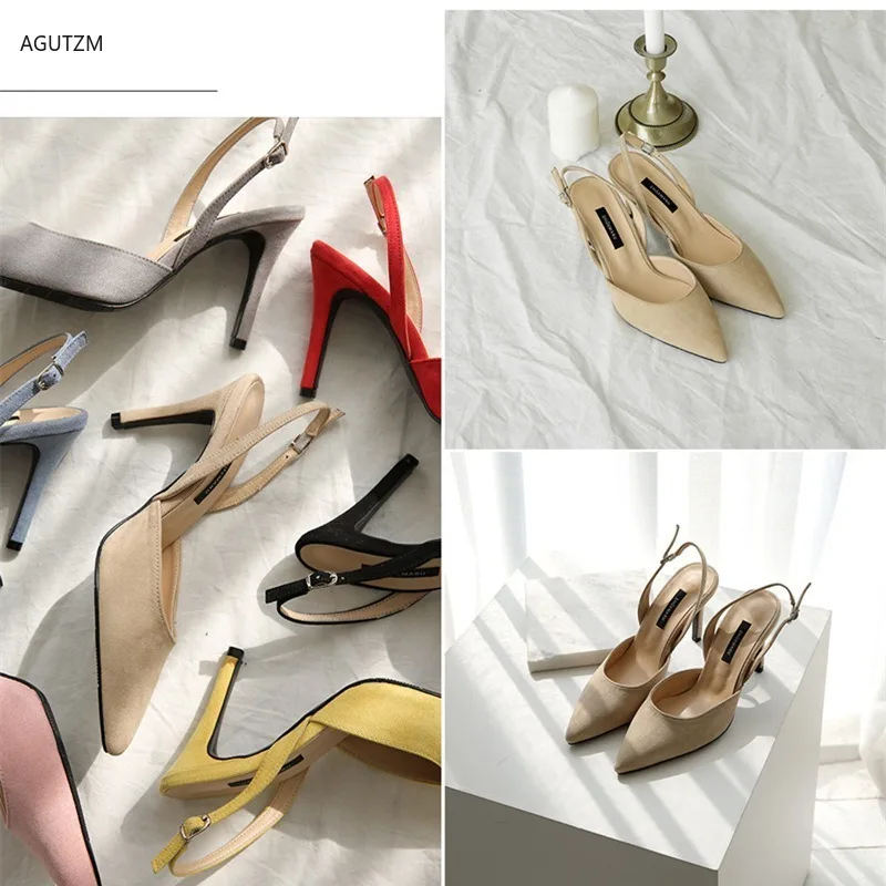 

Agutzm Women Sandals High Heels Summer Brand Woman Pumps Thin Heels Party Shoes Pointed Toe Slip On Office Ladie Dress Shoe h45