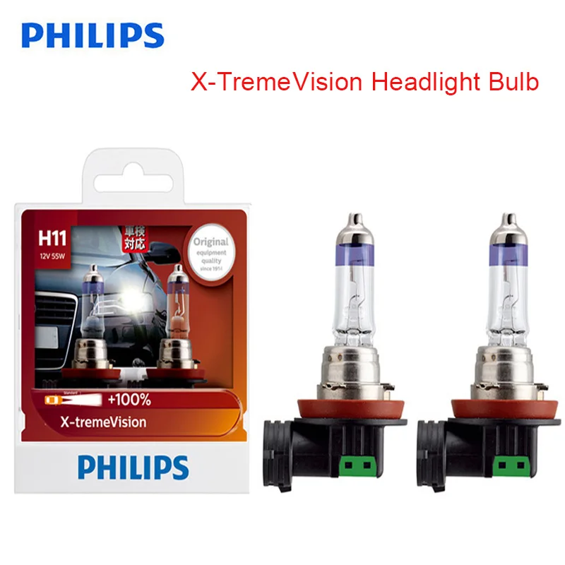 Philips H11 12V 55W PGJ19-2 X-treme Vision Автомобильные фары яркие Галогенные Противотуманные лампы ECE одобрить 12362XV S2, пара