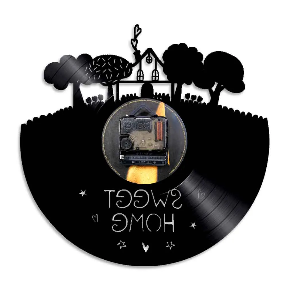 Настенные часы для дома виниловые записи винтажные ручной работы в саду черные