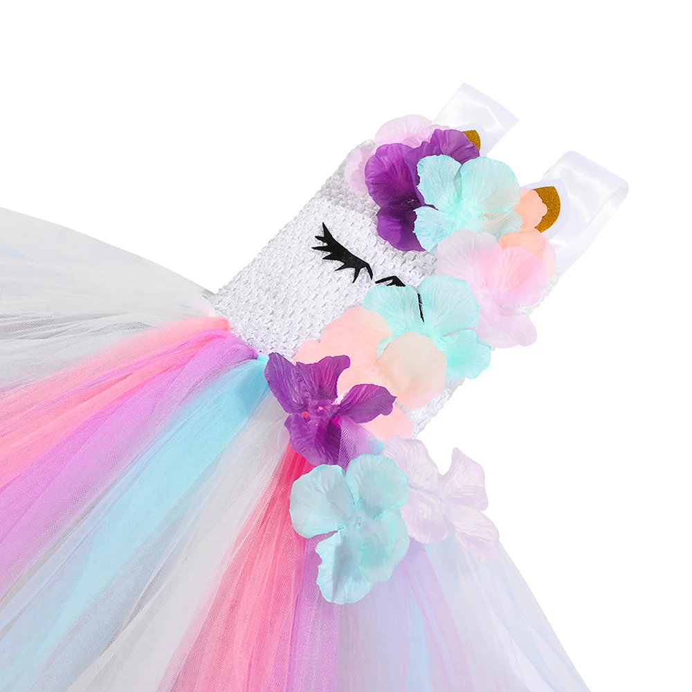 Платье-пачка для девочек с цветами единорогом наряд пастельный детвечерние на