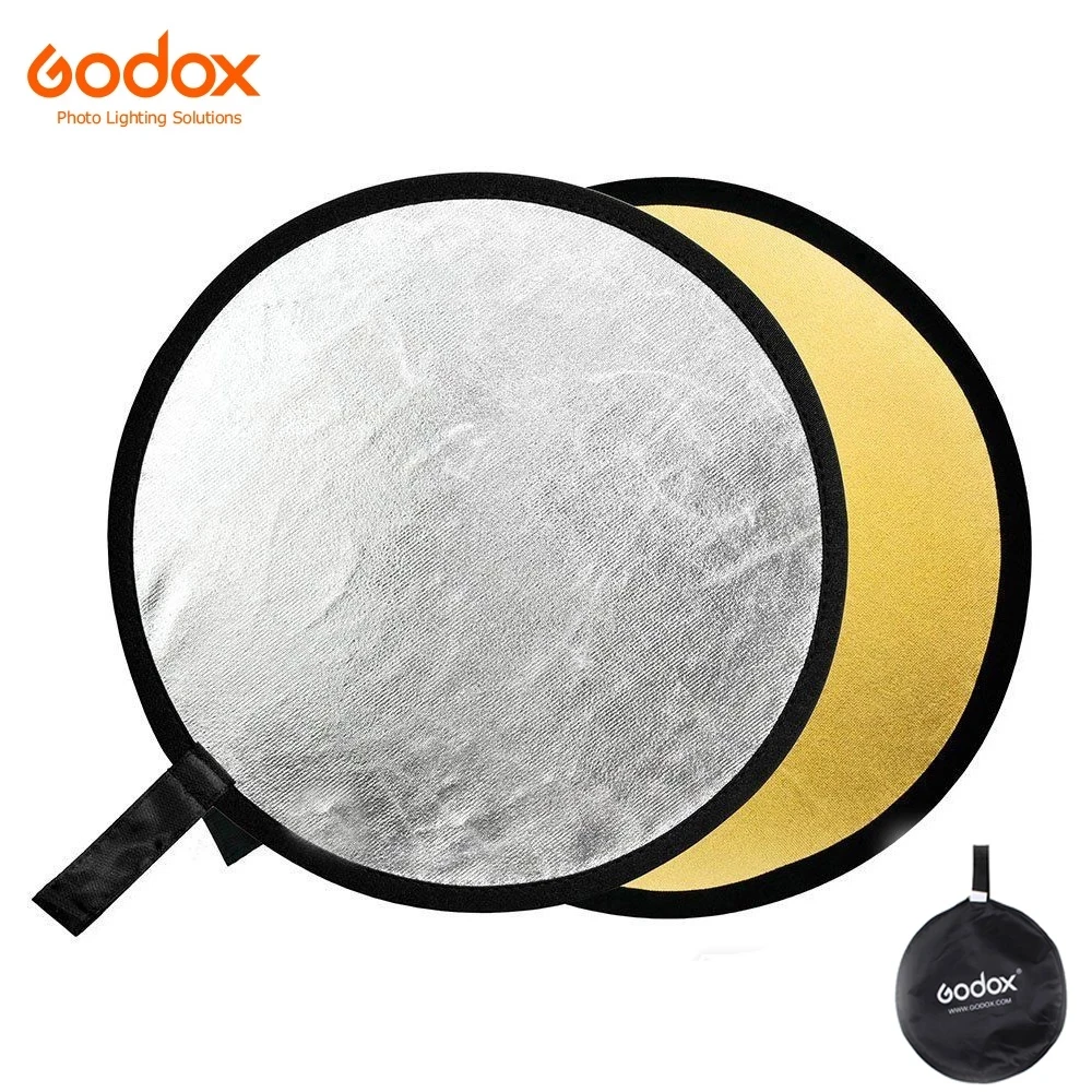 

Godox 2 in 1 60CM 23 inch Round Flash Studio Collapsible Refletor Light Disc Silver Gold Riflettore Wholesale Reflector