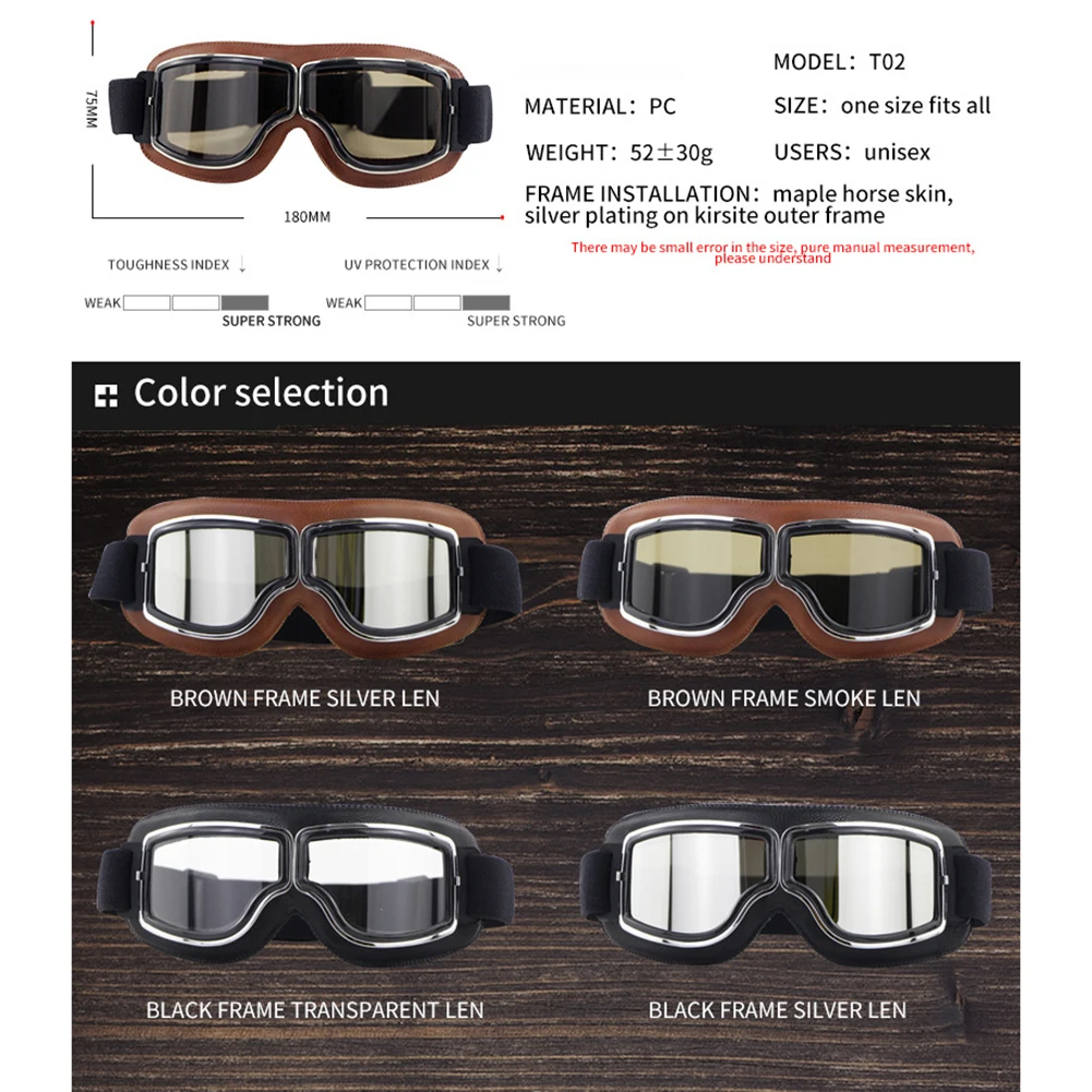 

Best Selling Vintage Goggles Motorcycle Leather Goggles Glasses Cruiser Folding Goggles 3-Color Leather 4-Color Lens