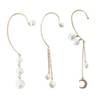 Женские серьги в форме уха, золотистые серьги с кристаллами и жемчугом, ювелирные изделия, 1 шт.