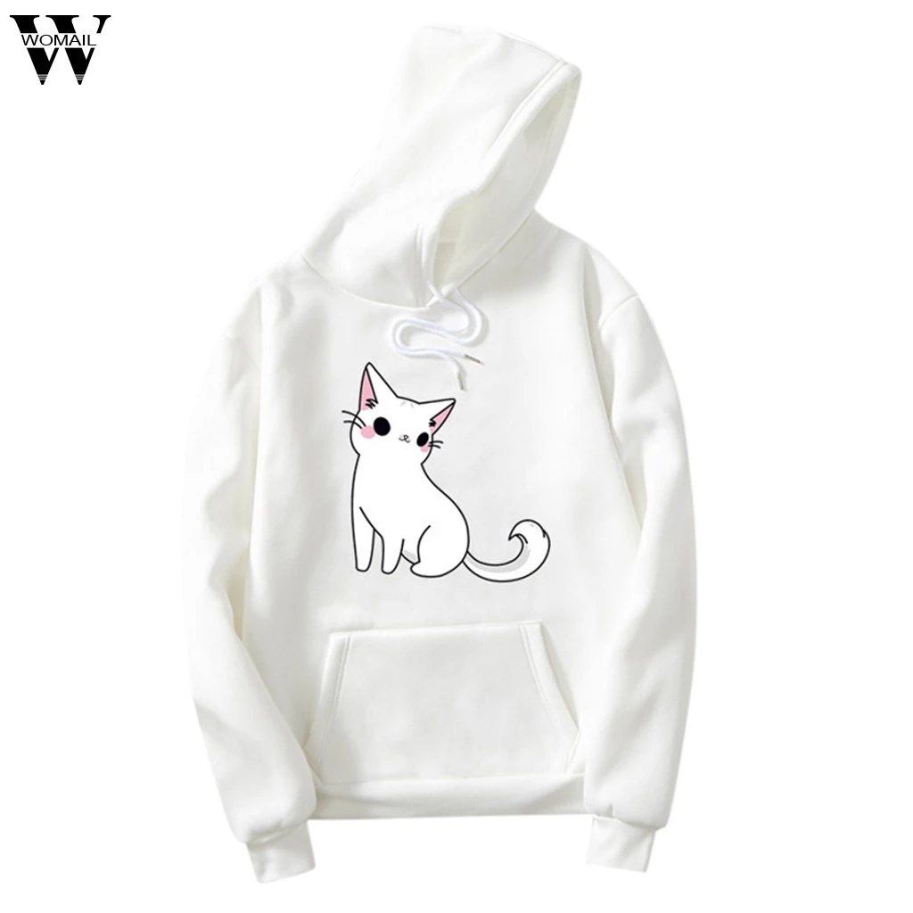 

Womail Women Sweatshirt Unisex Men Women Casual Long Sleeve O-Neck Cat Printed Sweatshirt Pullover hoodies women 2019 S-3XL