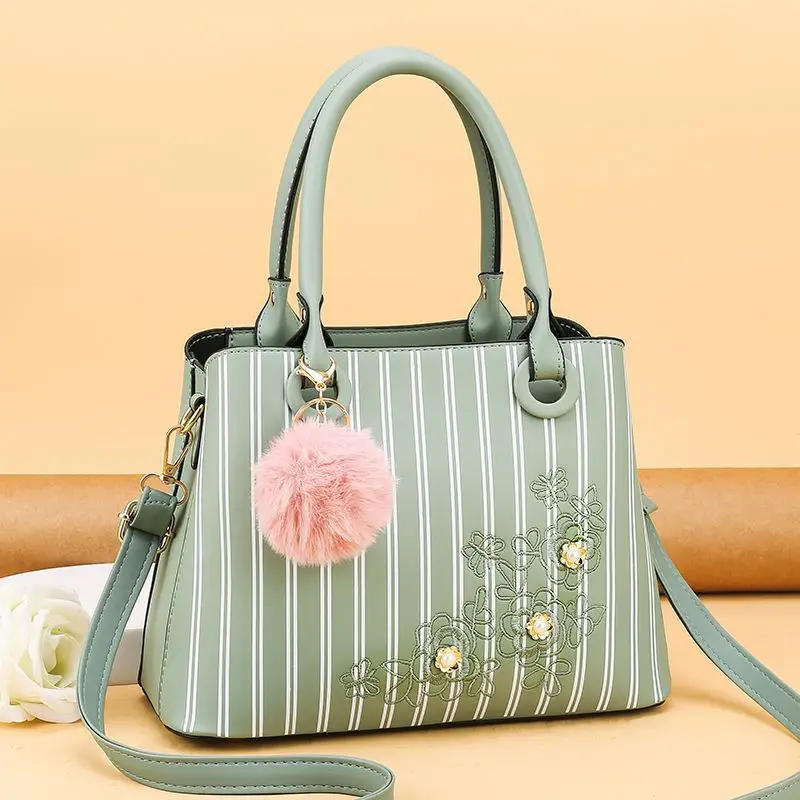 

Women Bags Female Purse Handbags Striped Ladies Handbag Simple Embroidered Shoulder Messenger Bag New 2021 Leather Bags