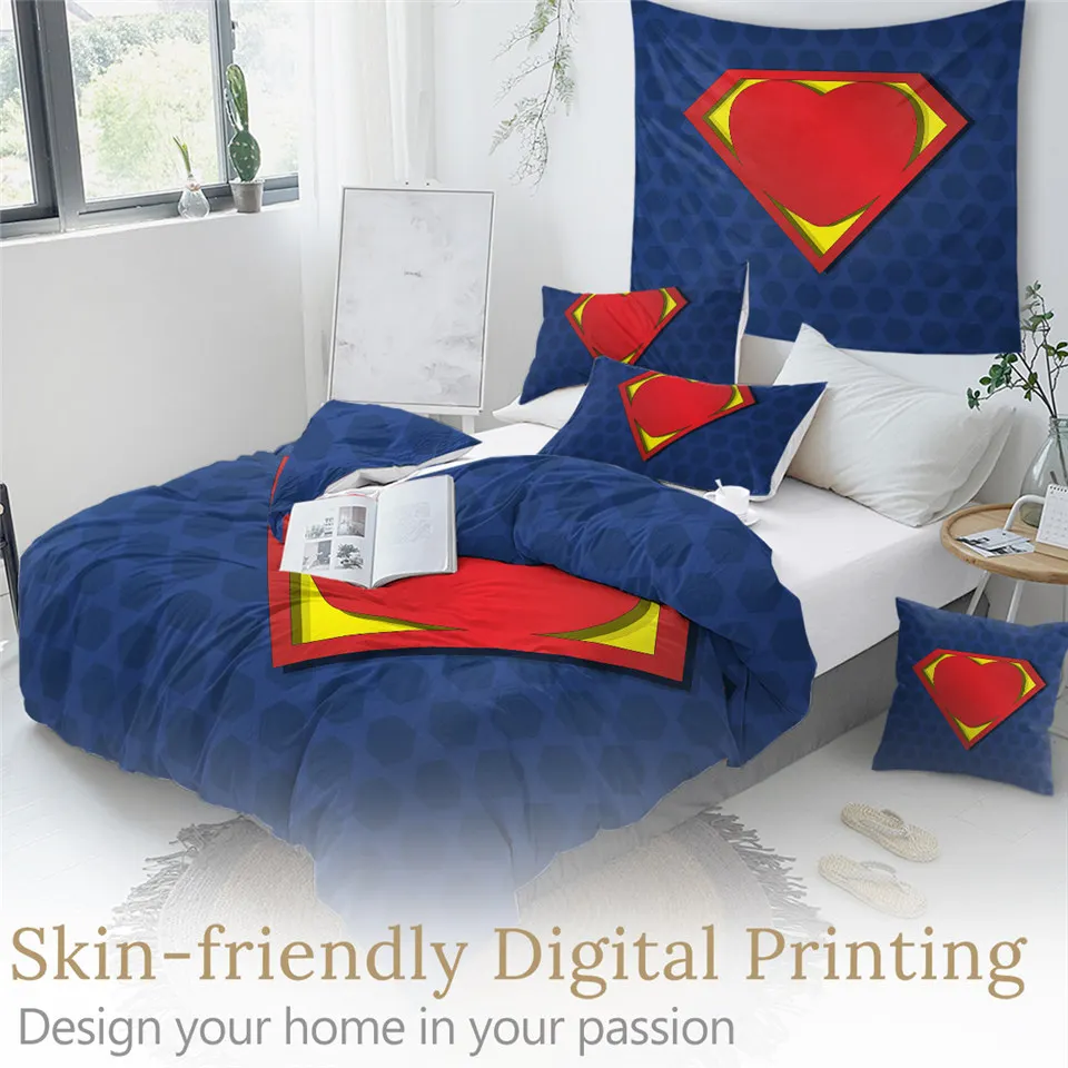 BeddingOutlet Shield Bedding Set Red Heart Duvet Cover Blue Yellow Bedclothes Modern Bedspread Comfortable Home Decor 3PCS | Дом и сад