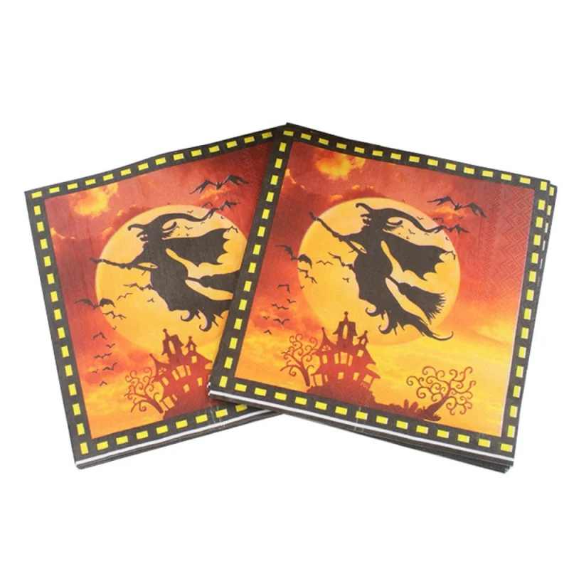 20 шт. бумажные салфетки на Хэллоуин Бумажные Салфетки элегантная ткань винтажное