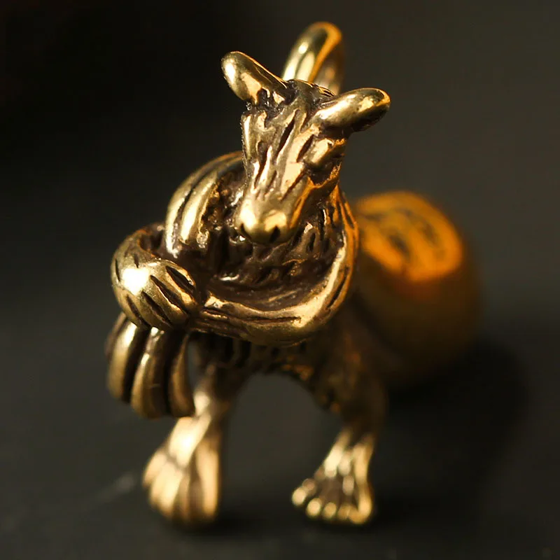 Медная счастливая мышь богатство крыса Латунь Брелок для автомобиля золотые