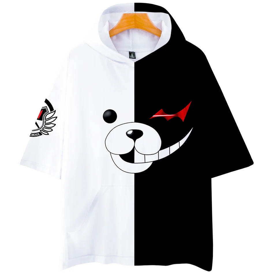 2020 аниме Danganronpa Косплей Монокума толстовки 3D короткий рукав для мужчин/Женская