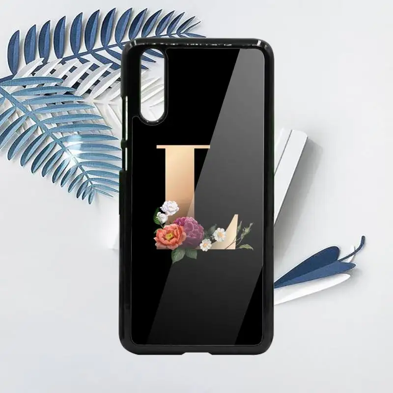 

Flower custom initial letter flower Phone Case PC For Samsung galaxy S note 8 9 20 10 e lite2019 plus pro ultra