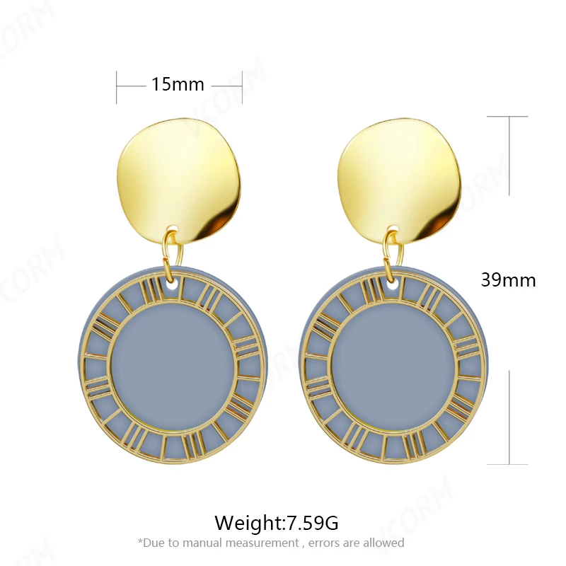 

New Round Gold Earrings 2019 For Women Statement Fashion Acrylic Gray White Black Dangle Drop Earring Wedding Party Jewelry Gift