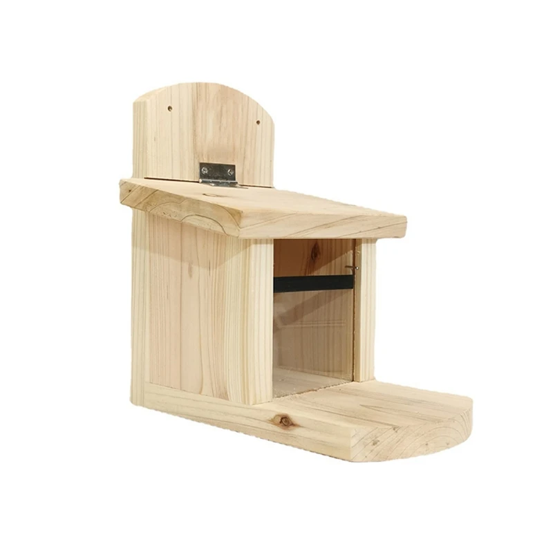 

Squirrel Feeder for Outside Wooden Feeding House with Lid Cover Easy to Fill N0PA