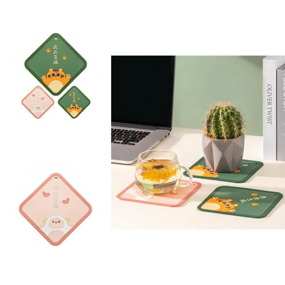 

Wear-resistant Durable Elegant Appearance Cup Pad Multifunctional Cup Coaster Tiger Pattern for Cafes