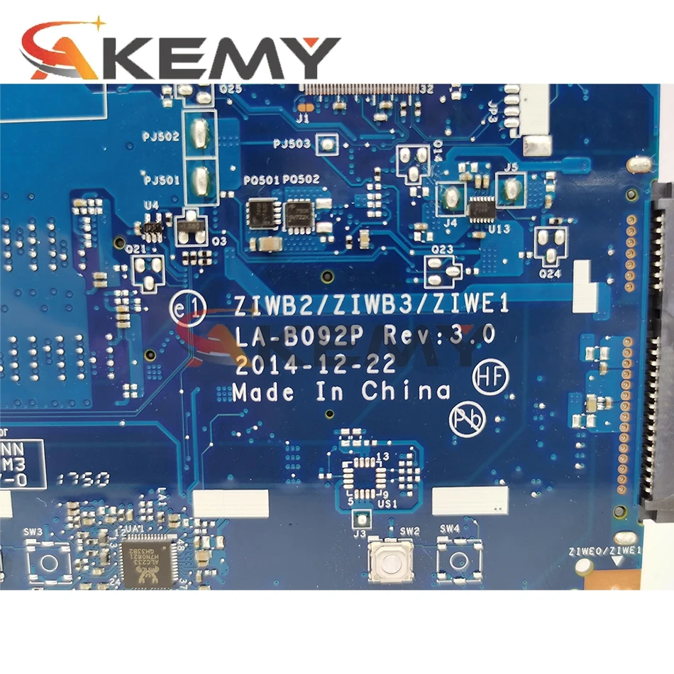 

FRU:5B20G46170 For Lenovo B50-70 Laptop Motherboard ZIWB2/ZIWB3/ZIWE1 LA-B092P SR1EN I3-4030U DDR3L 100% Tested