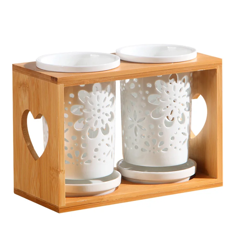 Wood Ceramic Chopsticks Bucket Double Cylinder Storage Rack Tableware Box Kitchen | Дом и сад