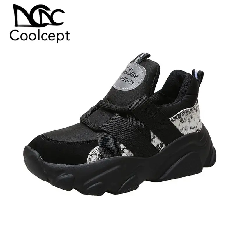 CoolCept/Новинка 2020 года Женские кроссовки с круглым носком на платформе и шнуровке