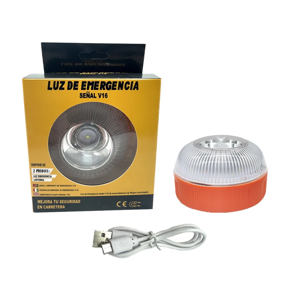 

Car Roof LED Warning Strobe Light Safety Beacon Light with Magnetic Base Rechargeable Amber White Lights for Truck Tractor Bus