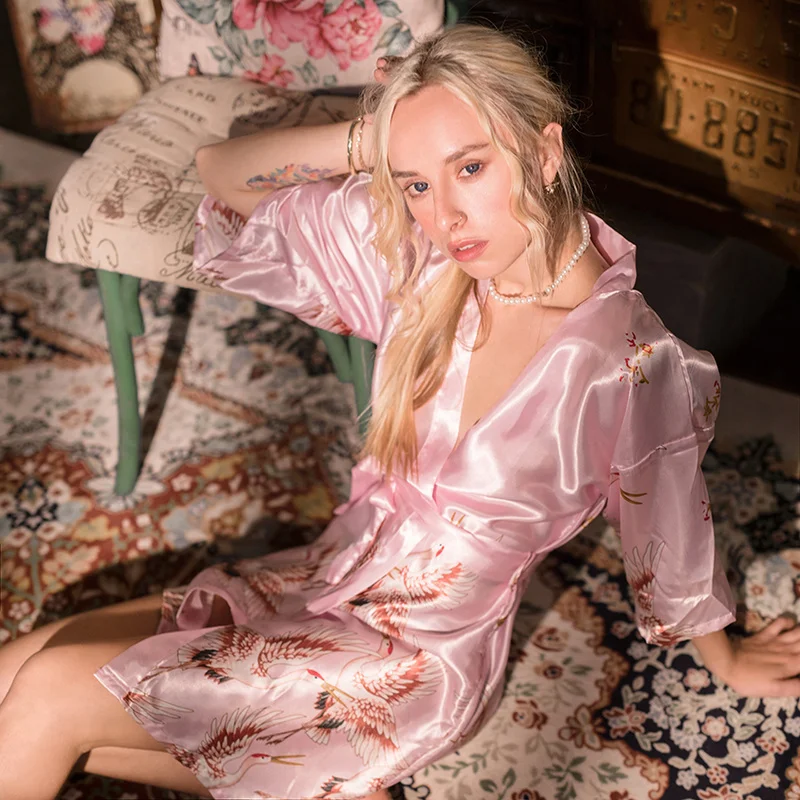 Халаты для женщин искусственный шелк пол сексуальная ночная рубашка размера