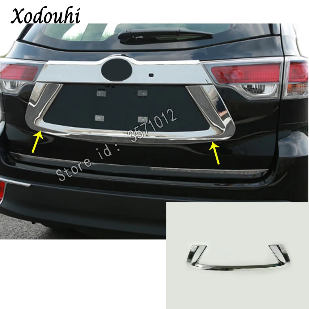 

Car Styling Stick Detector Rear License Frame Trunk Plate Trim Strip Bumper Hoods 1pcs For Toyota Highlander 2018 2019 2020