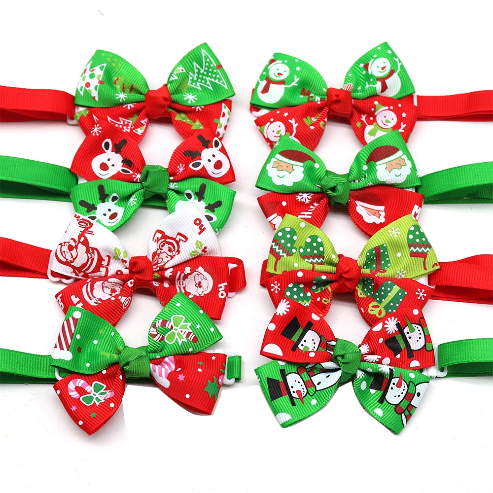 

50Pcs Pet Dog Grooming Product Christmas Party Holiday Puppy Dog Cat Bow Tie Adjustable Dog Collar Bow Tie For Small Middle Dog