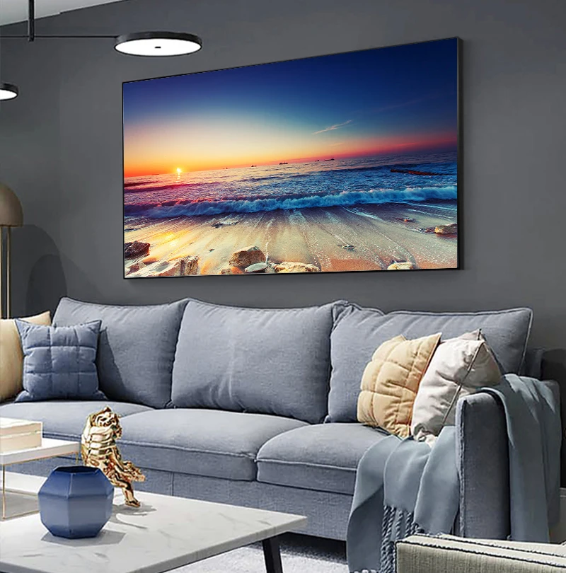 Современная простая Скандинавская Картина на холсте с изображением морского