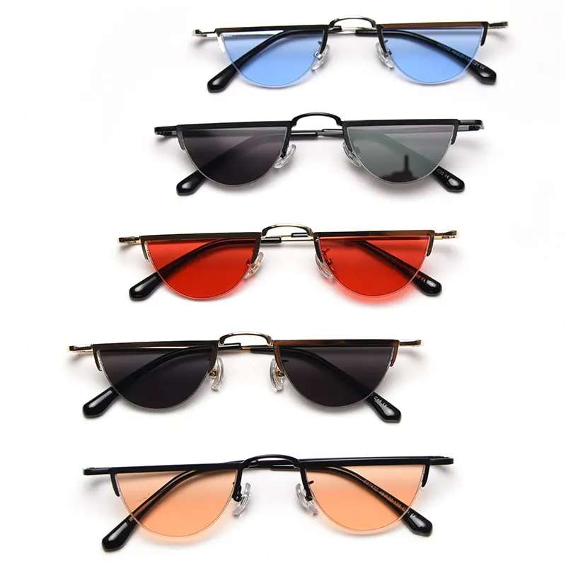 

Small Personality Semi Circular Sunglasses Women Men Fashion Retro Metal Frame Red Party Gift Funny Eyewear UV400 Christmas