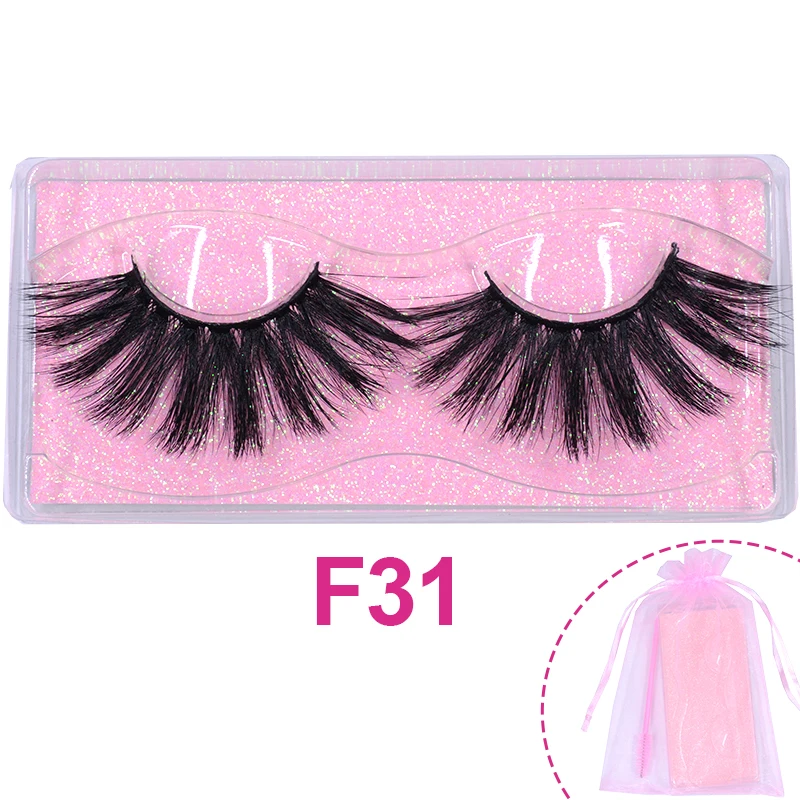 25mm 5D Faux Mink Eyelashes Dramatic Dense Big Very Long Lashes Fluffy Cruelty Free Artificial Eyeashes with Pink Organza Bag | Красота и