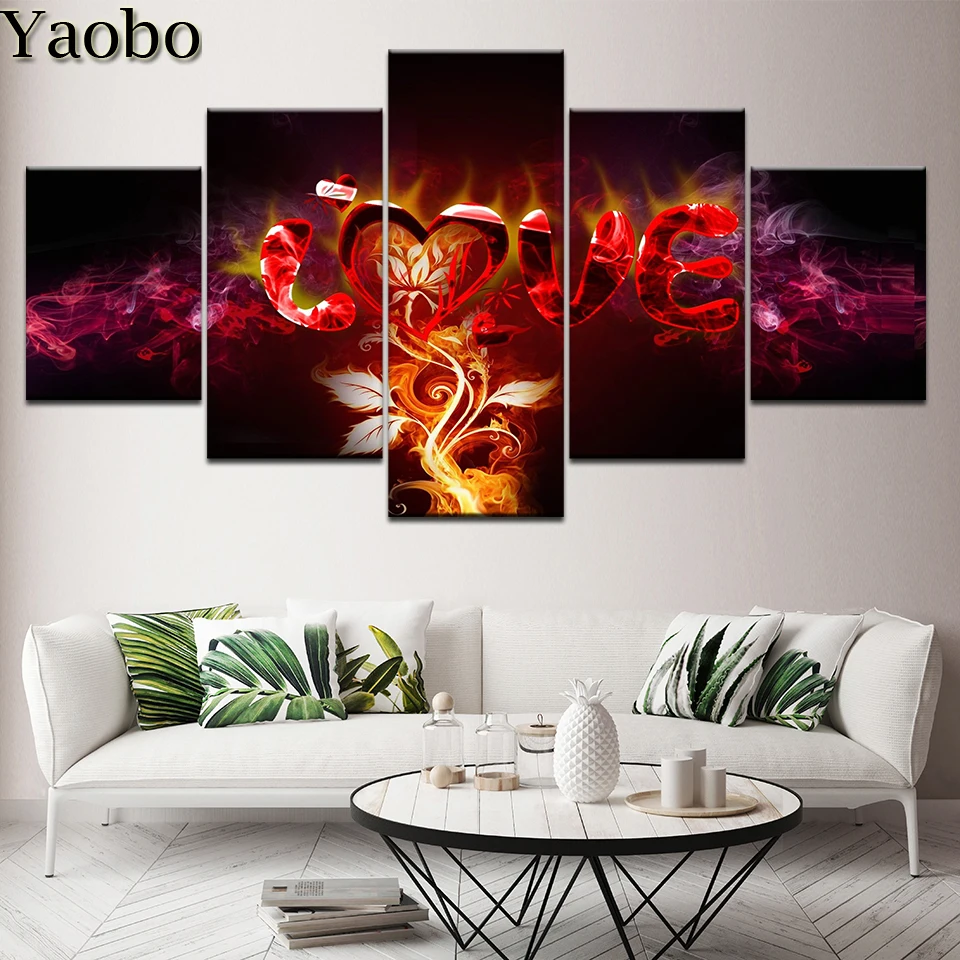 

Набор для алмазной вышивки стразы, набор из 5 квадратных и круглых страз с абстрактным рисунком пламени, цветка, любви