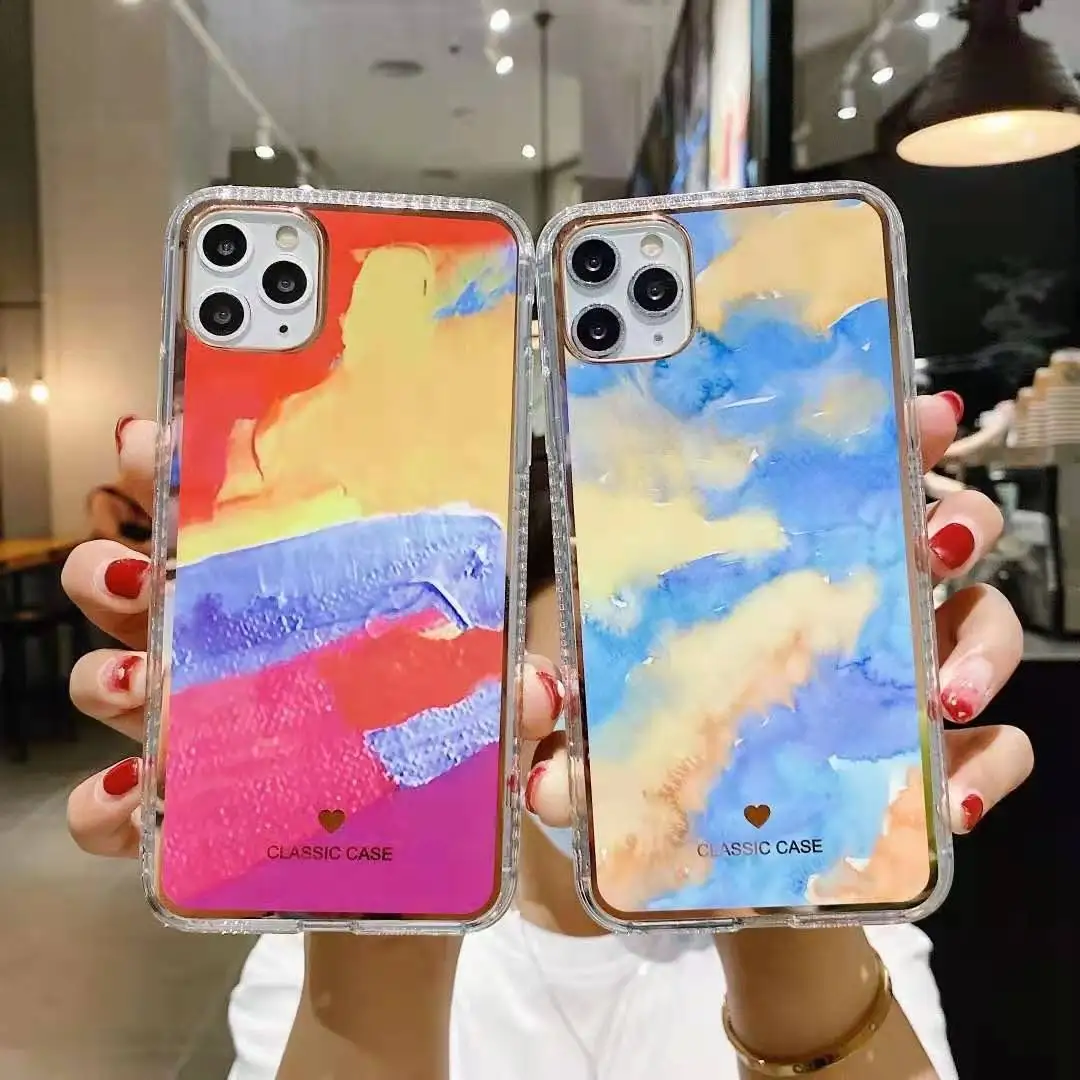 Модный чехол для телефона с акварелью iphone 12 pro max mini защитой от падения x xr xs 7 8 plus |