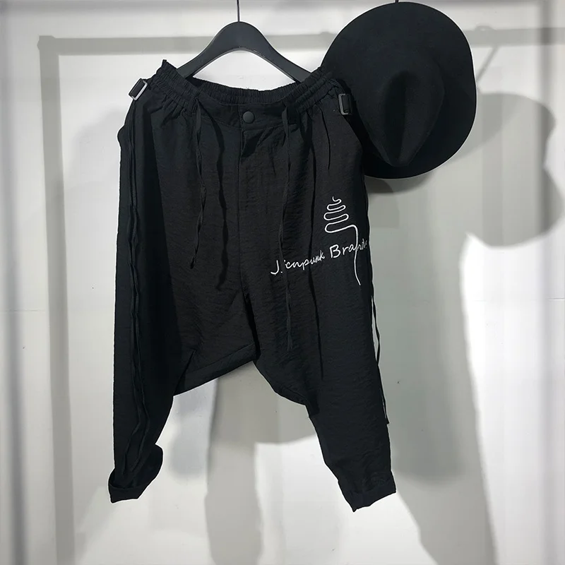 

Мужские повседневные брюки с длиной до щиколотки Seak, черные брюки-султанки в японском стиле, повседневные брюки с перекрестной юбкой, весна