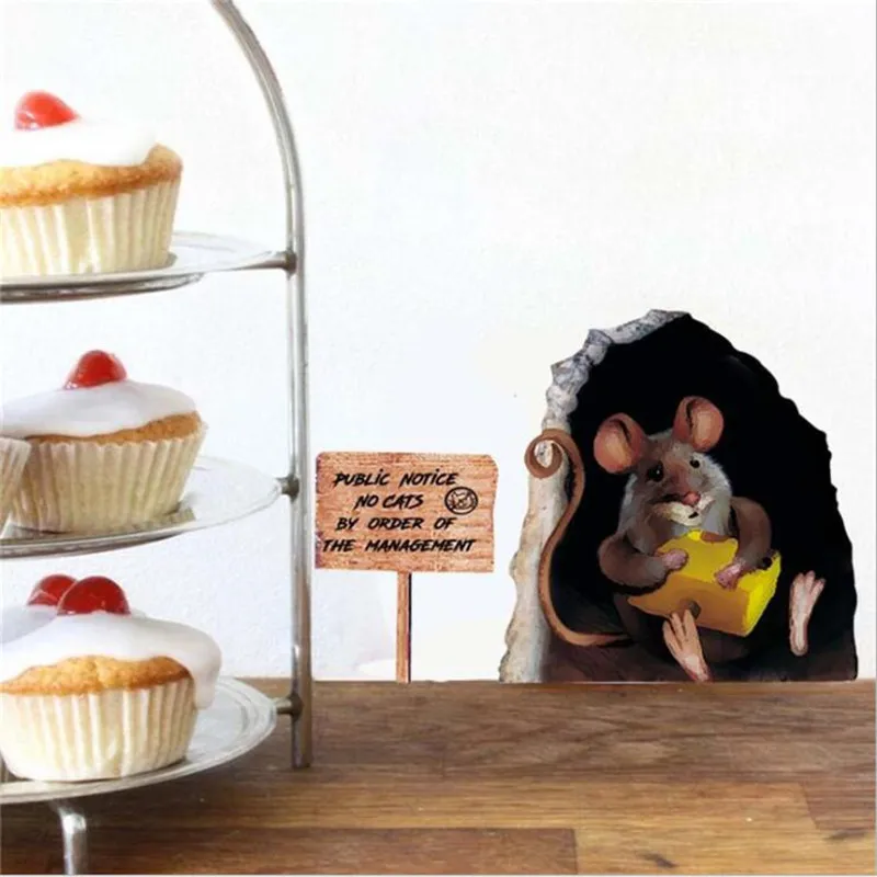 1 Набор 12*18 см Горячая маленькая мышь отверстие наклейки на стену детская комната