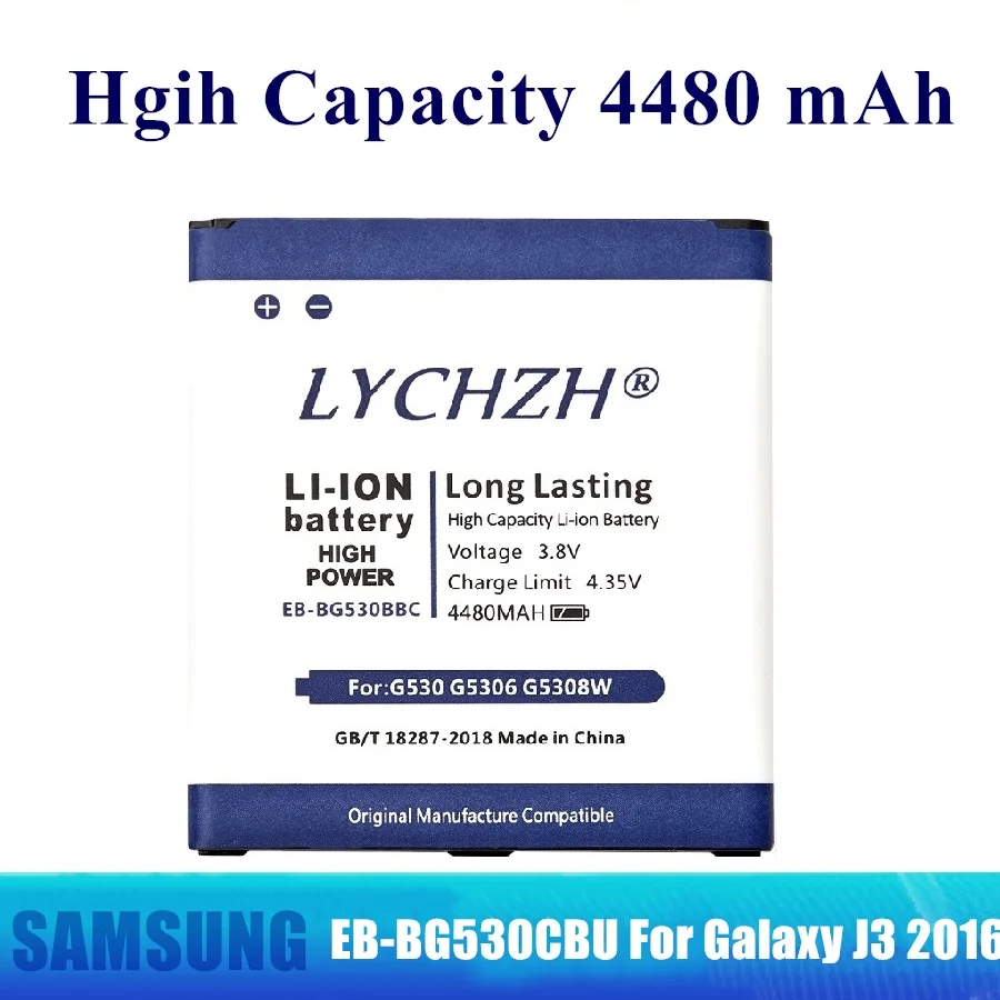0 цикл батарея для телефона Galaxy Grand Prime G530 G531 G5308W J3(2016) J3(2018) J320 On5 j327 EB BG530BBC BG531BBE 4480 мА