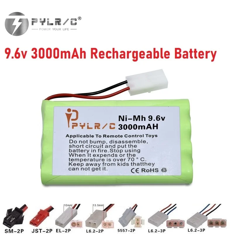 

1 шт., перезаряжаемая батарейка AA 9,6 в 3000 мАч для игрушечных машинок, танков, роботов, пистолетов