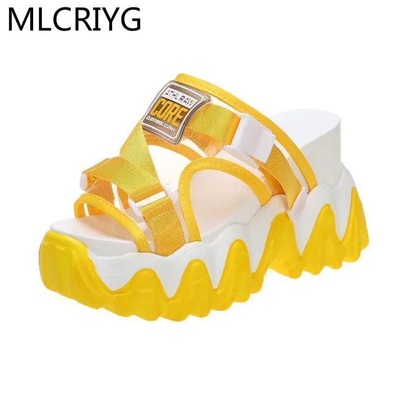 

Summer New Style Women Sandals for External Wear Fashion Comfortable Walking Open-toed Women Sandals Slope-heeled Shoes Women