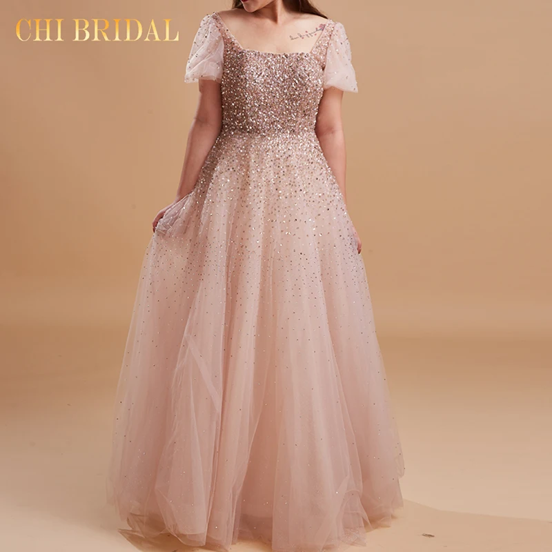 

Elegant Dress New Party Dress Beaded Decoration Short-Sleeved Backless Noble Temperament Party Dress Summer Dress