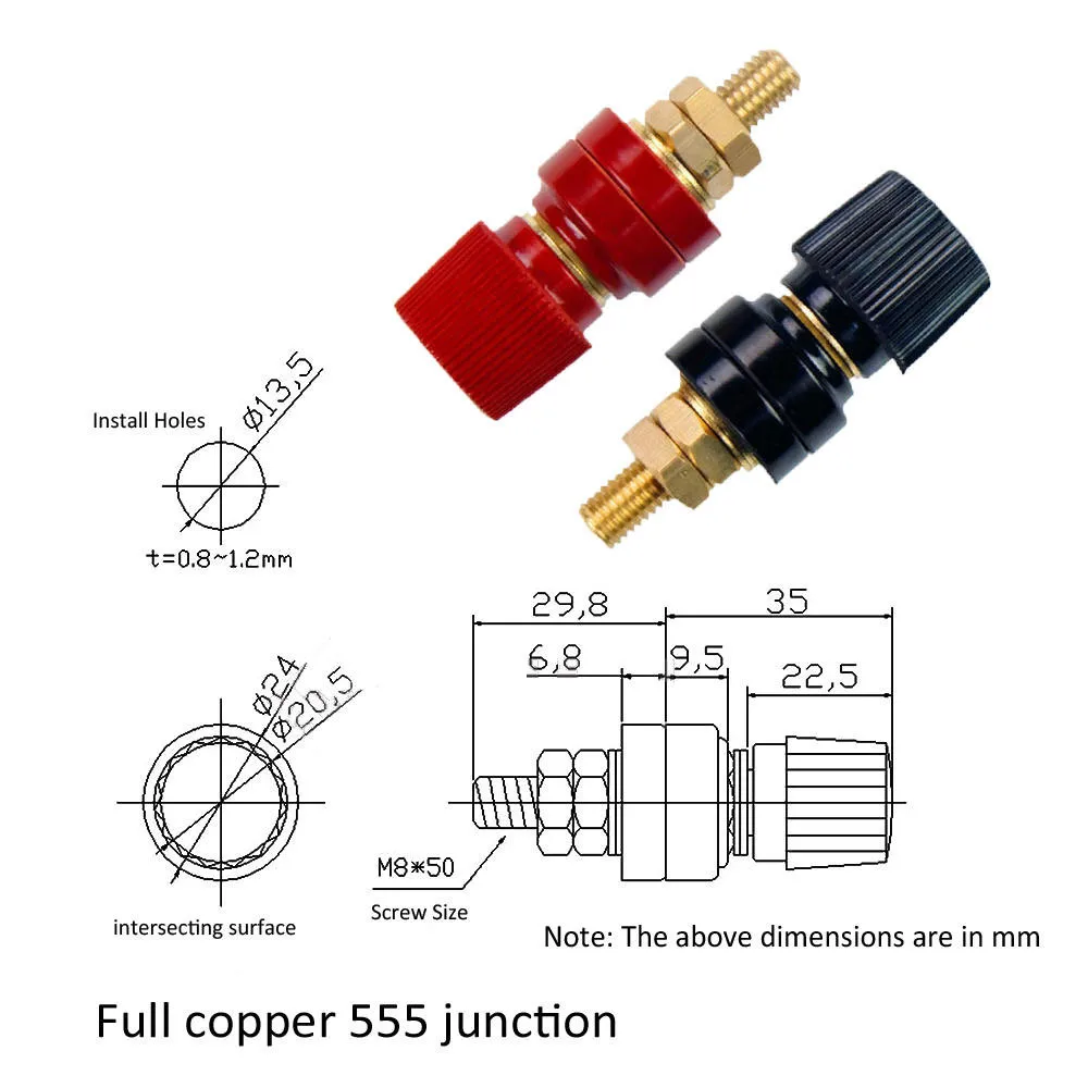 

2Pcs 8MM Red Black Copper Post Terminal Blocks Power Supply Terminal Welding Machine Inverter Post Connector Terminal Splice
