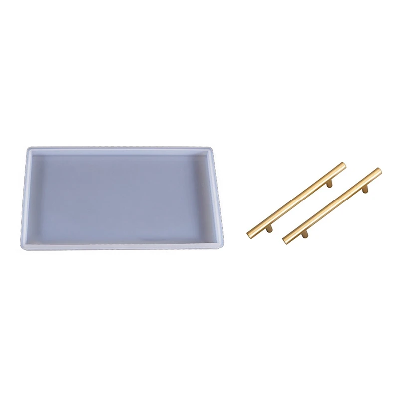 

Rectangle Silicone Geode Agate Tray Mold with 2Pcs Metal Handles,DIY Epoxy Resin Casting Mold for Making Faux Agate Tray