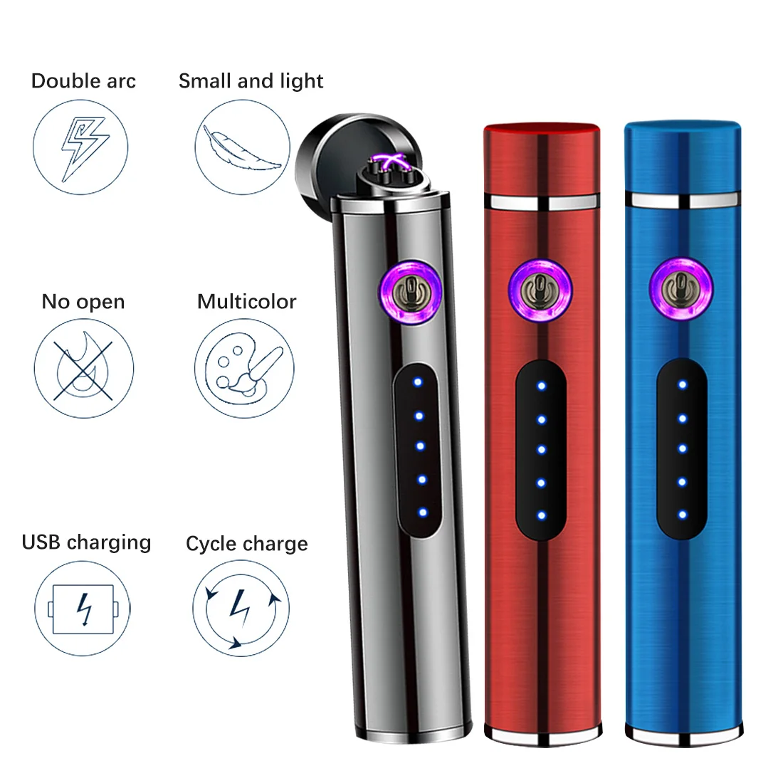 Зажигалка электронная дуговая портативная с двойными дуговыми зажигалками