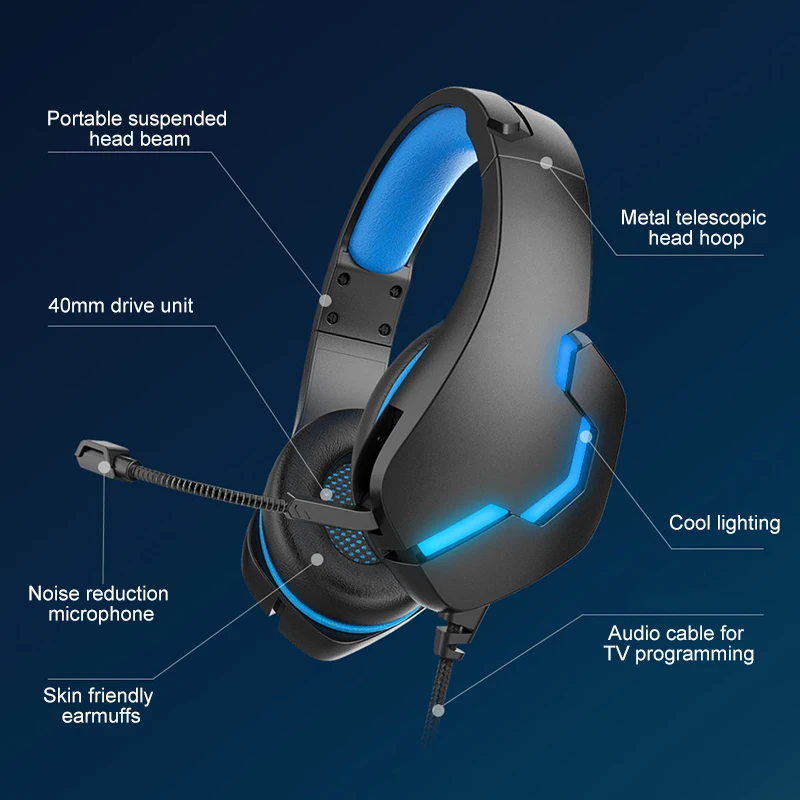 

Professional Gaming Earphones Headphones Headset with Adjustable Microphone Noise Cancellation Soft Earmuffs For Laptop Computer