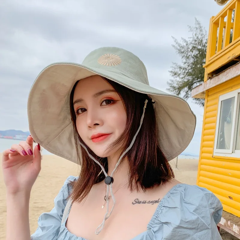 Шляпа от солнца с широкими полями и защитой УФ лучей для женщин летняя Панама